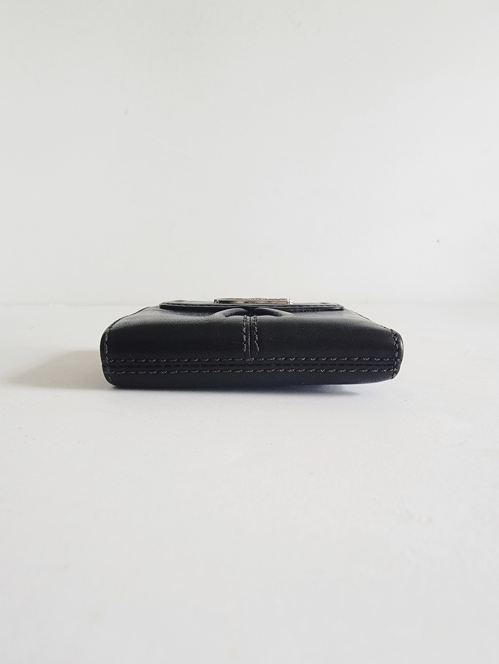 COACH Mini Small Black Leather Bifold Wallet with Horse & Carriage Logo Tiny - Picture 3 of 16